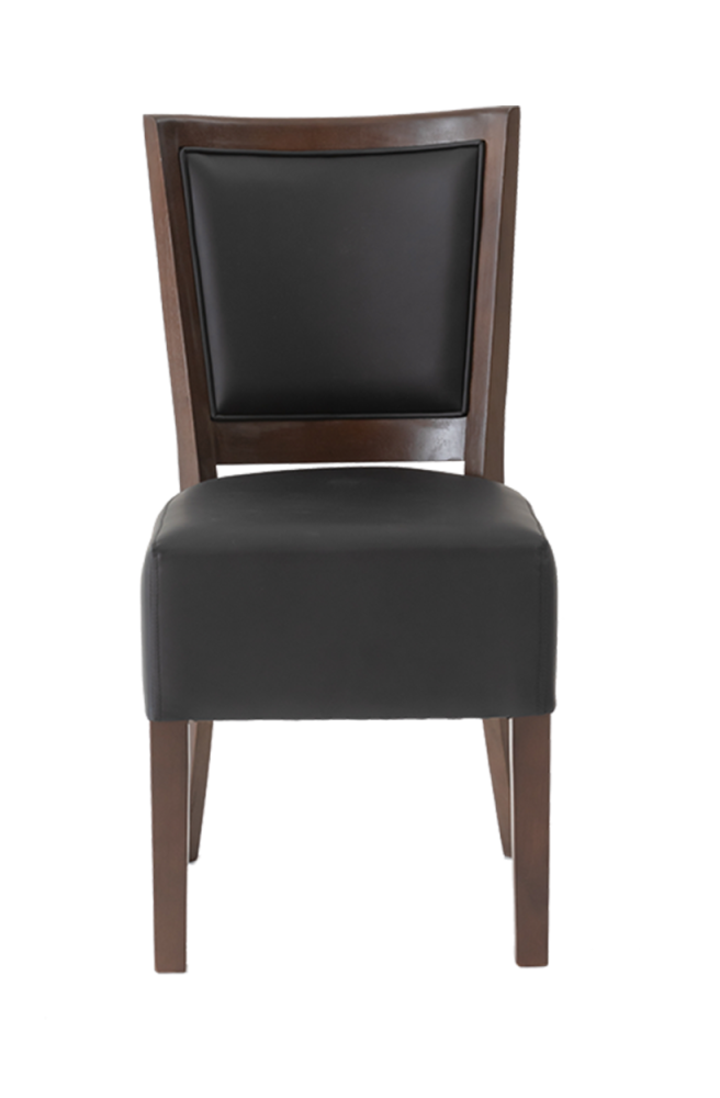 Walnut Rubber Wood Chair with Black Seat and Back