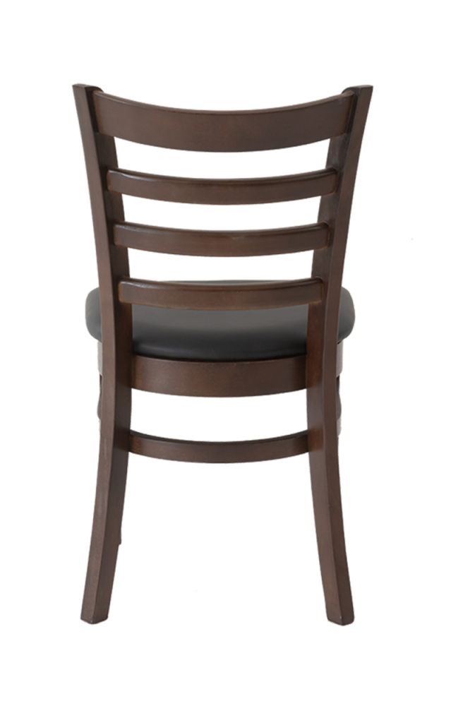 Rubber Wood Dinning Chair with Vinyl Seat of Black, Finish Walnut