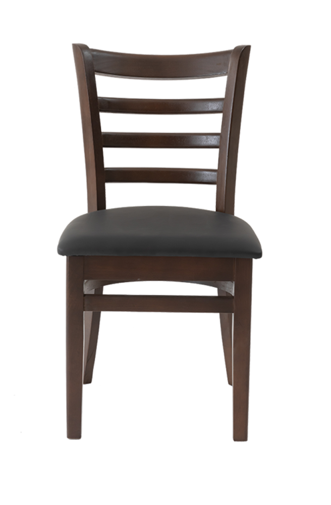 Rubber Wood Dinning Chair with Vinyl Seat of Black, Finish Walnut