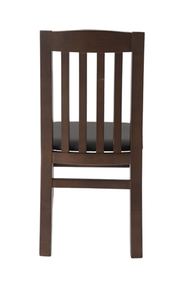 Classical Solid Rubber Wood Chair with Walnut Frame, Black Seat