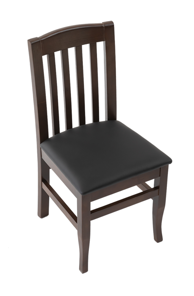 Classical Solid Rubber Wood Chair with Walnut Frame, Black Seat