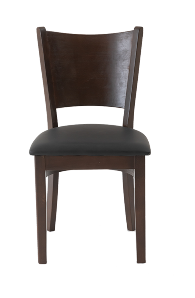 Black Vinyl Seat Chair with Rubber Wood , Finish Walnut