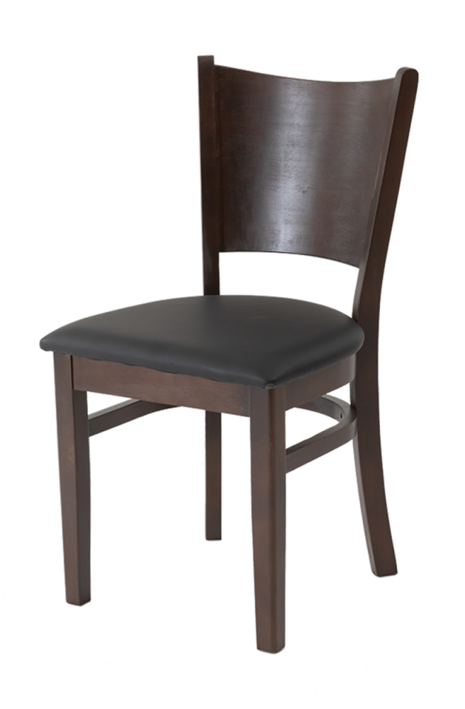 Black Vinyl Seat Chair with Rubber Wood , Finish Walnut