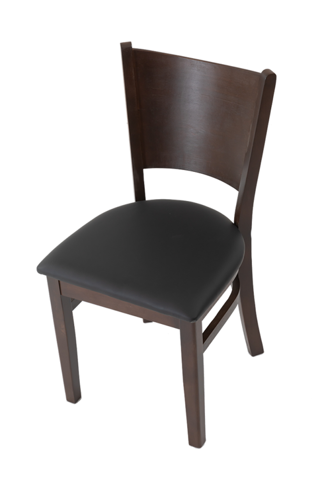 Black Vinyl Seat Chair with Rubber Wood , Finish Walnut