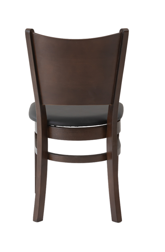 Black Vinyl Seat Chair with Rubber Wood , Finish Walnut