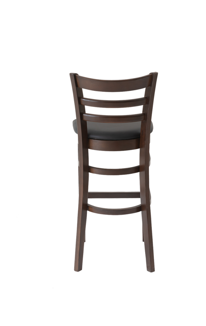 Rubber Wood Barstool with Vinyl Seat of Black, Finish Walnut