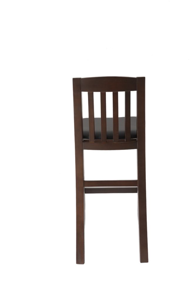 Classical Solid Rubber Wood Barstool with Walnut Frame, Black Seat