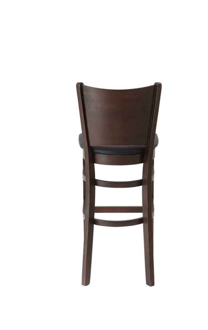 Black Vinyl Seat Barstool with Rubber Wood , Finish Walnut