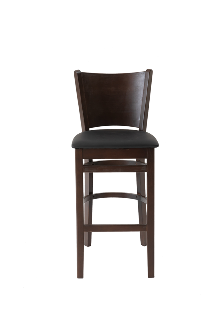 Black Vinyl Seat Barstool with Rubber Wood , Finish Walnut