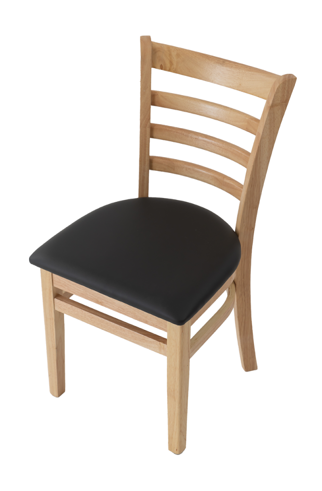 Natural Rubber Wood Dinning Chair with Vinyl Seat of Black