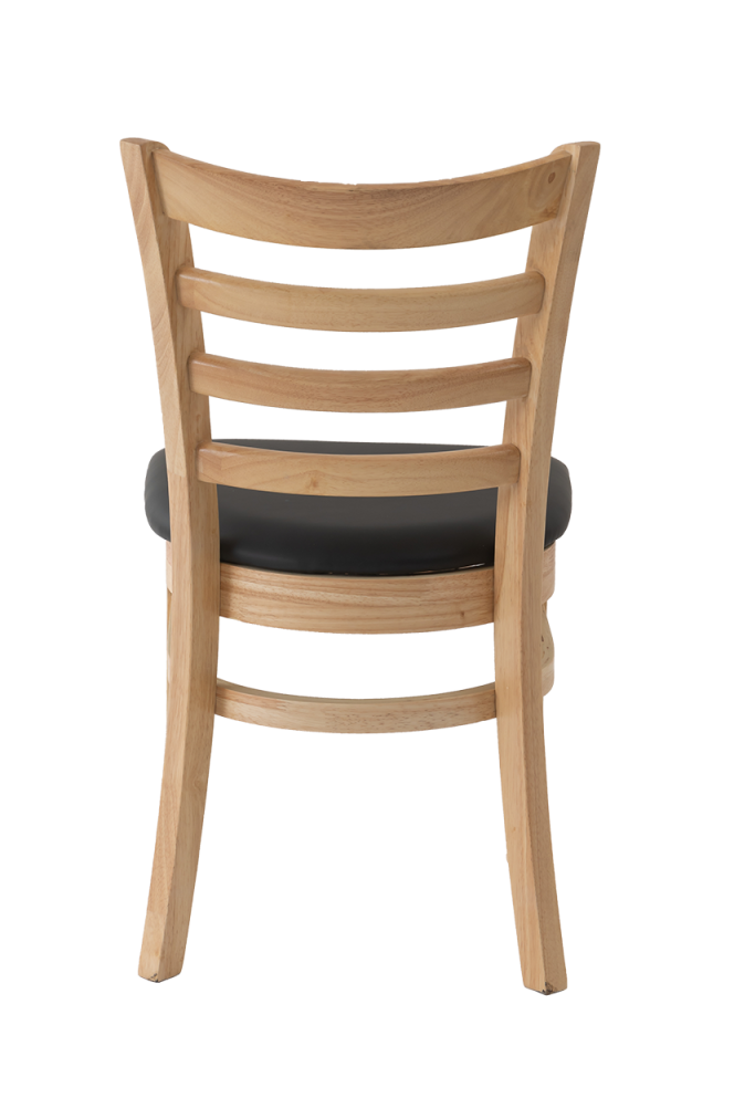 Natural Rubber Wood Dinning Chair with Vinyl Seat of Black