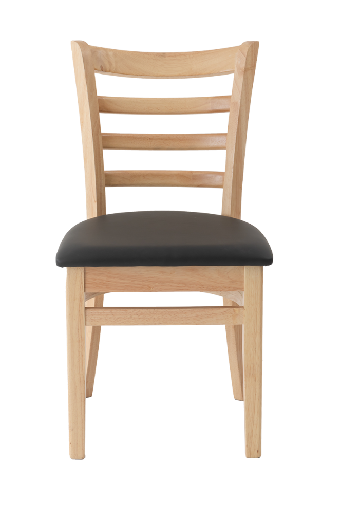 Natural Rubber Wood Dinning Chair with Vinyl Seat of Black
