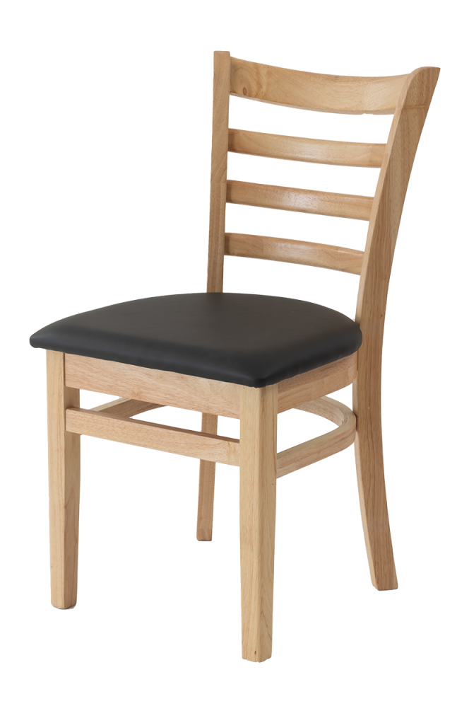 Natural Rubber Wood Dinning Chair with Vinyl Seat of Black