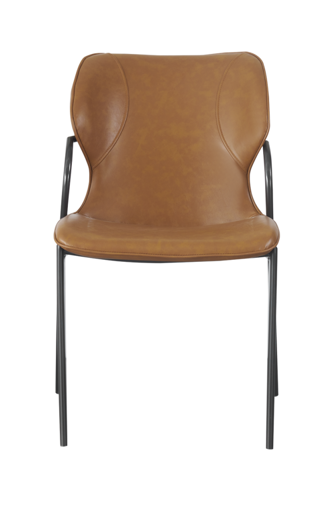 Indoor Steel Chair with Vinyl Seat and Back in Brown