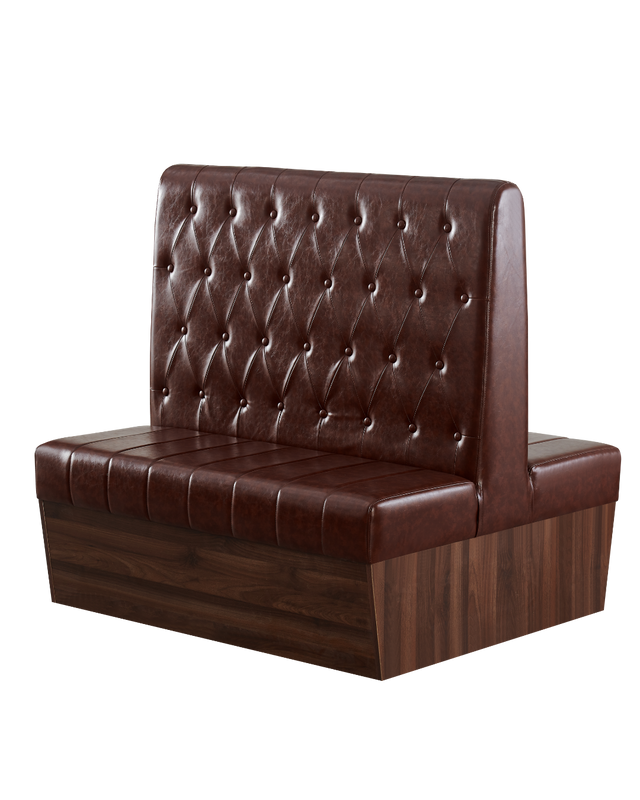 Brown Retro American-Style Diamond Button Tufted Double Booth, Length 48"