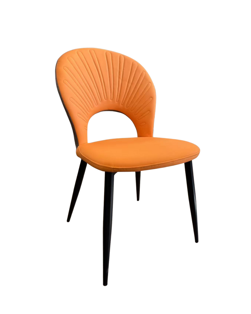 White Steel Chair w/ Orange Vinyl Back & Seat