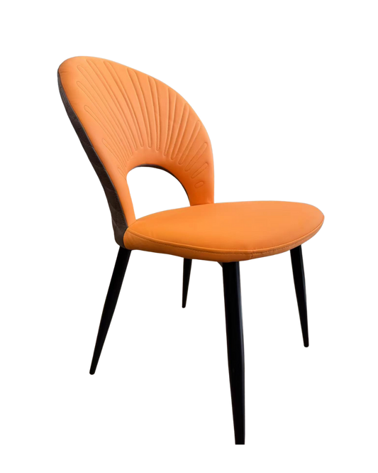 White Steel Chair w/ Orange Vinyl Back & Seat