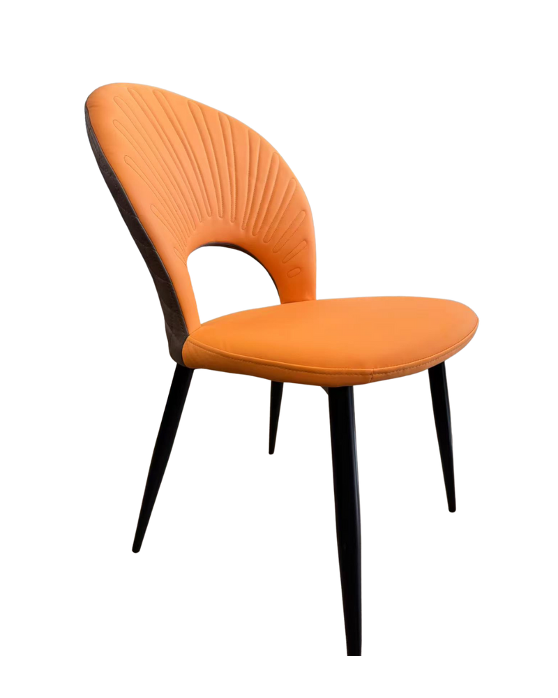 White Steel Chair w/ Orange Vinyl Back & Seat