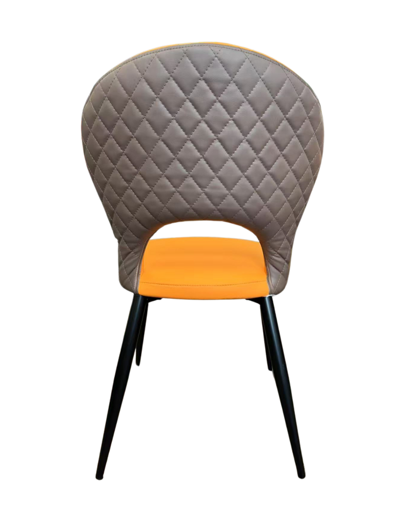 White Steel Chair w/ Orange Vinyl Back & Seat