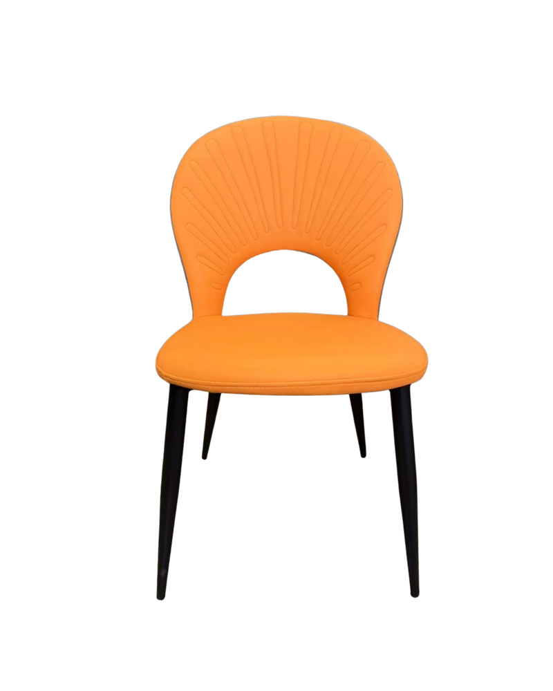 White Steel Chair w/ Orange Vinyl Back & Seat