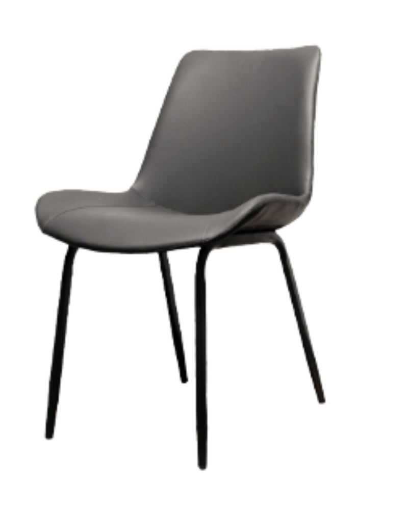 Black Steel Chair with Gray Vinyl Back & Seat