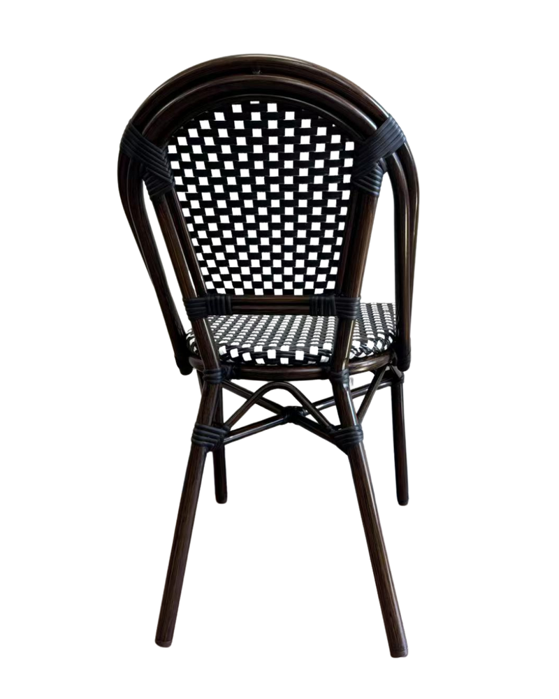 Aluminum PE Rattan Chair with Black & White Poly-Woven Seat & Back