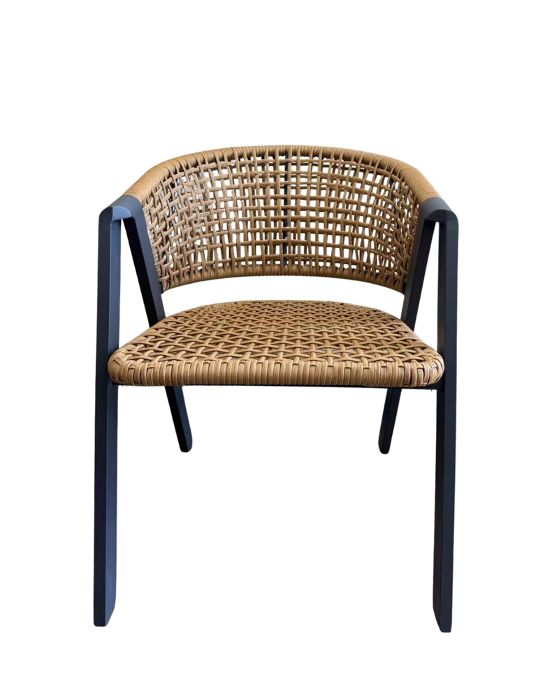 Aluminum Rattan Chair in Beige Color