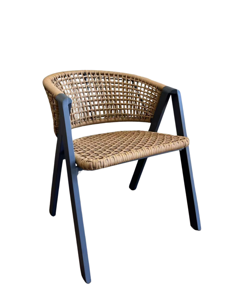 Aluminum Rattan Chair in Beige Color