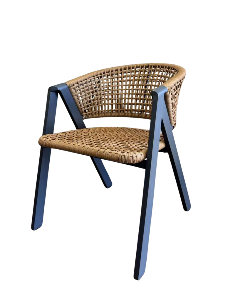 Aluminum Rattan Chair in Beige Color