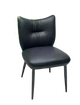 indoor black metal chair with padded seat and back