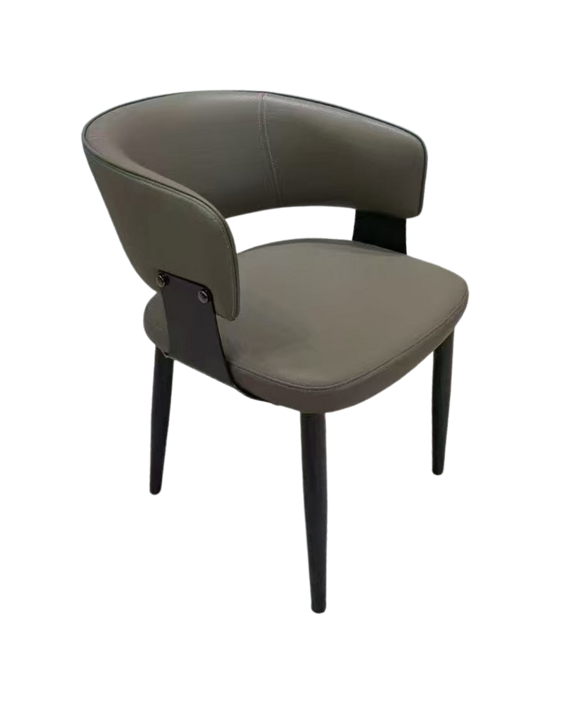 Indoor Metal Chair with Dark Grey Upholstered Seat and Backrest