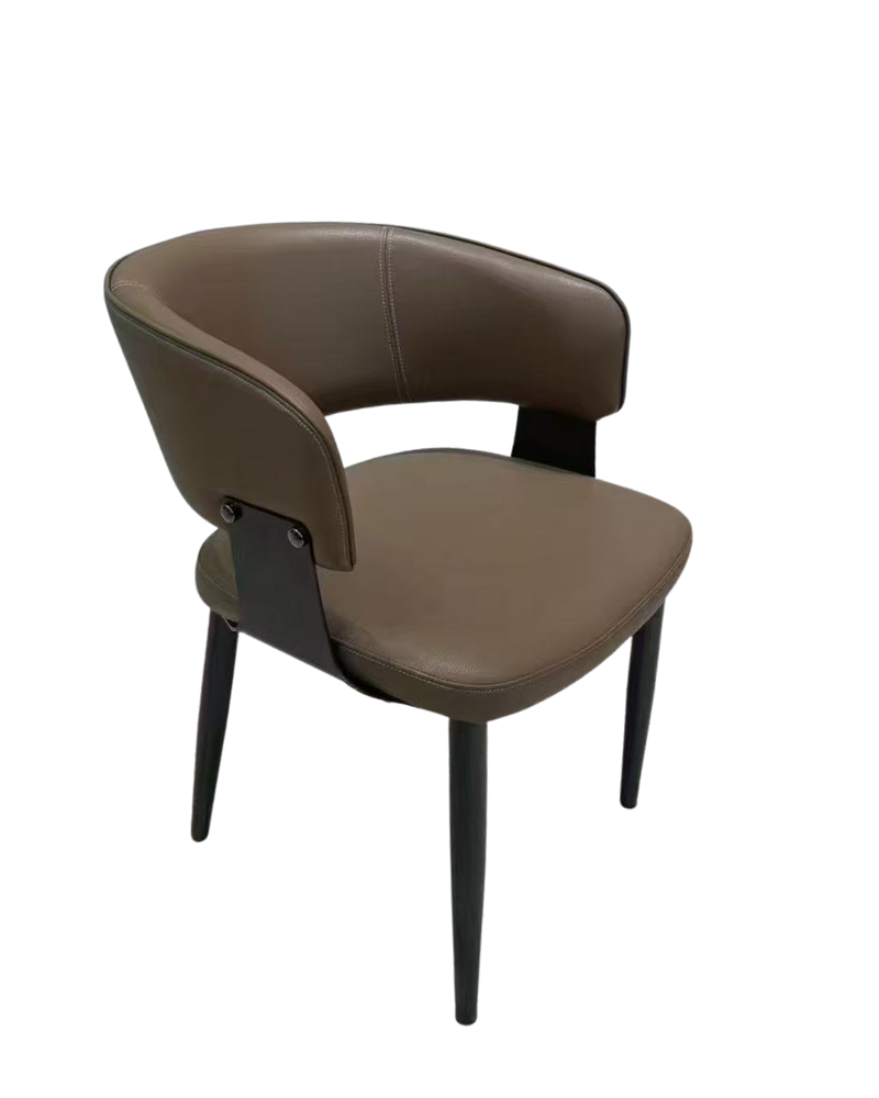 Indoor Metal Chair with Dark Brown Upholstered Seat and Backrest
