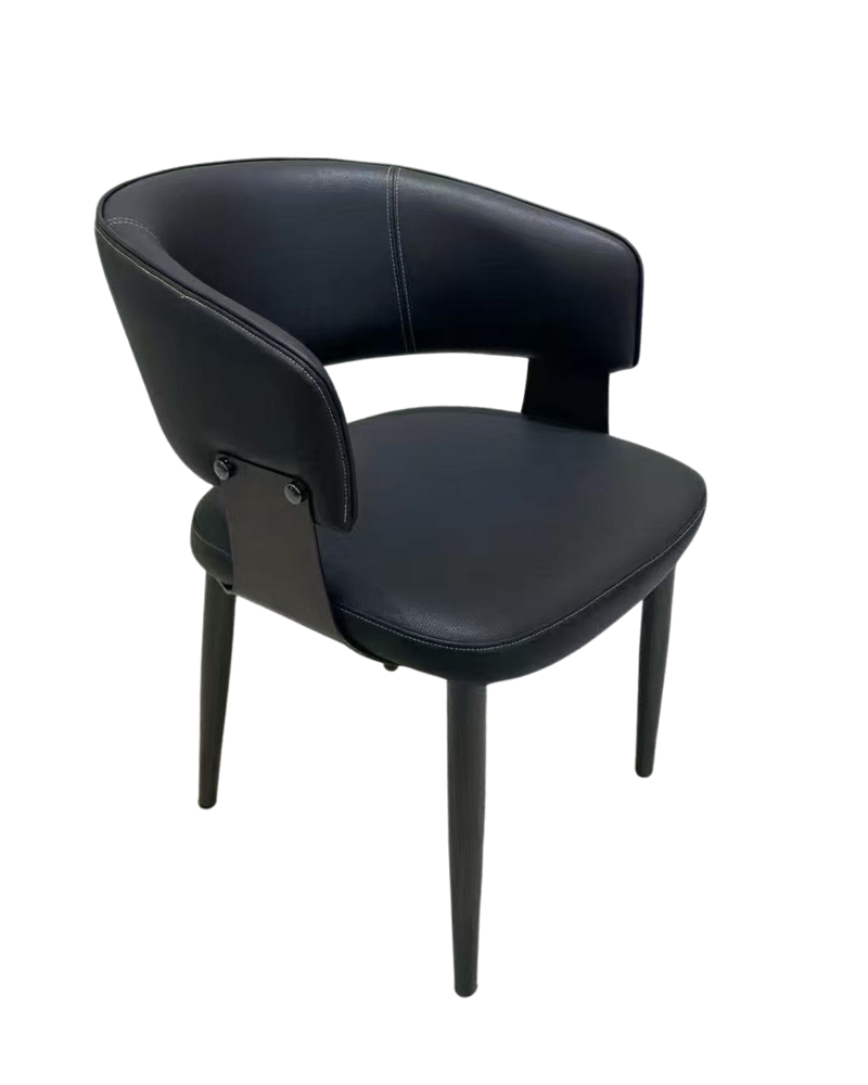Indoor Metal Chair with Black Upholstered Seat and Backrest