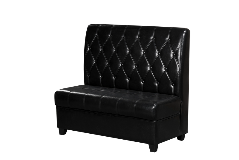 Light Black Button Tufted Back Upholstered Single Booth, Length 48''