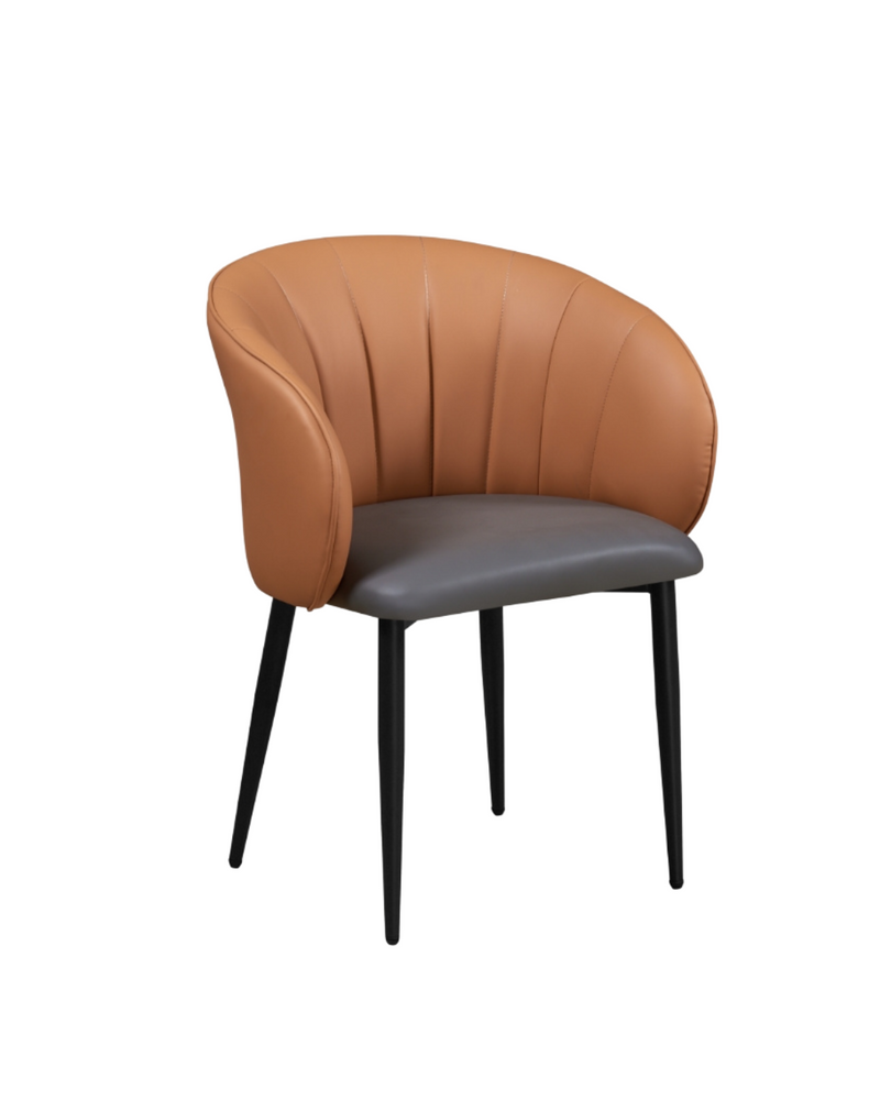 Indoor Modern Black Metal Chair with Cushioned Seat and Orange Back