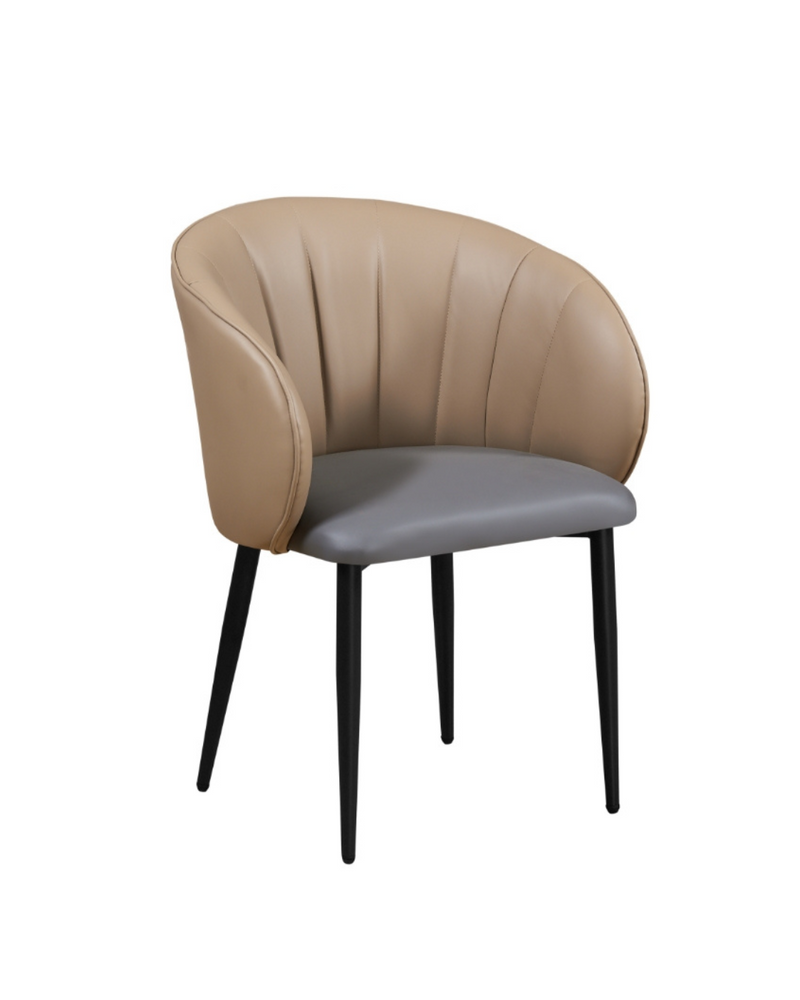 Indoor Modern Black Metal Chair with Cushioned Seat and Brown Back