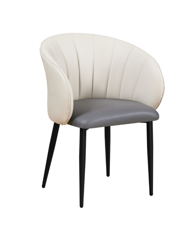 Indoor Modern Black Metal Chair with Cushioned Seat and White Back