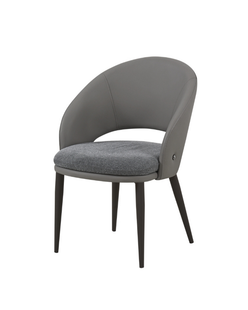 Dark Grey Back with Grey Seat PU Leather Chair with Black Metal Legs