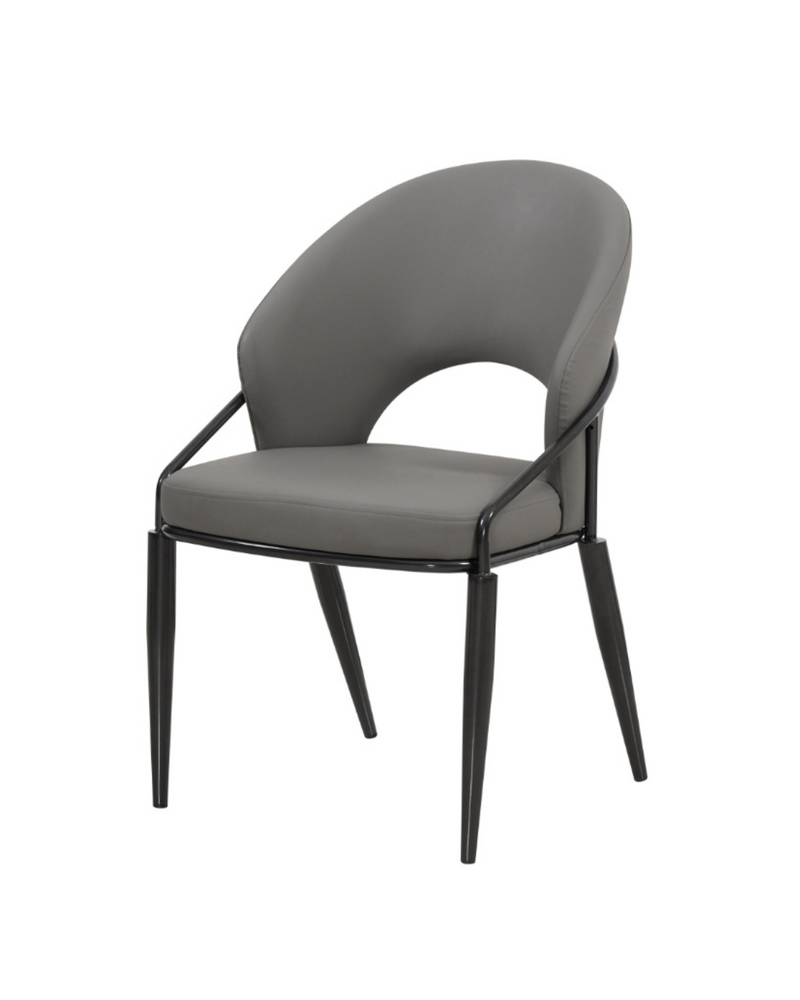 Dark Grey PU Leather Chair with Black Metal Legs