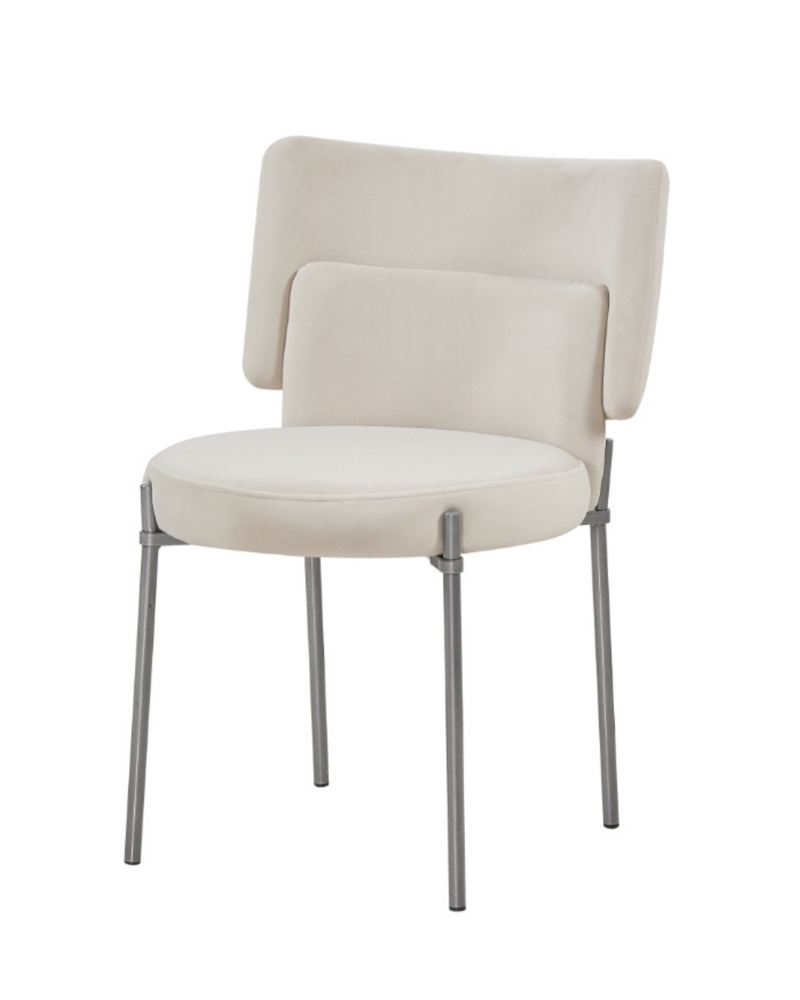 Indoor Metal Chair with Fabric Back and Seat Cushion in White