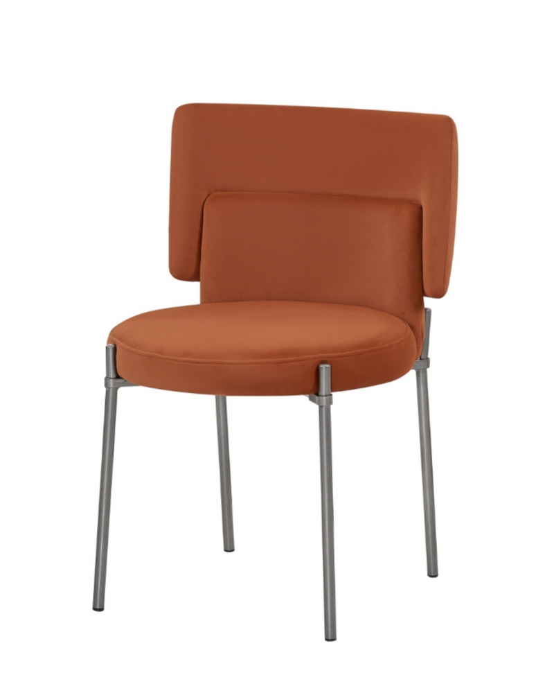 Indoor Metal Chair with Fabric Back and Seat Cushion in Brown