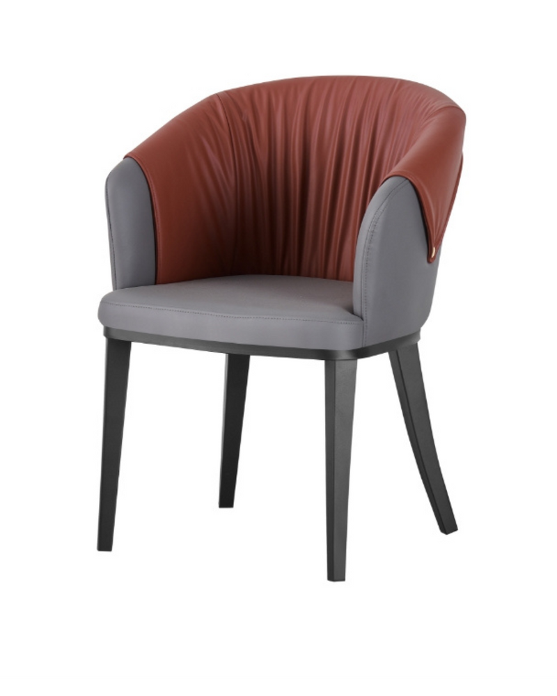 Indoor Chair with Burgundy Back and Grey Seat in Black Metal Legs