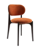 Indoor metal chair with fabric back and seat .