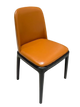 black metal chair with brn vinyl back and seat