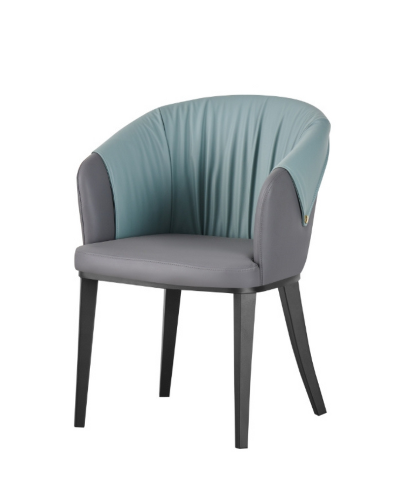 Indoor Chair with Blue Back and Grey Seat in Black Metal Legs