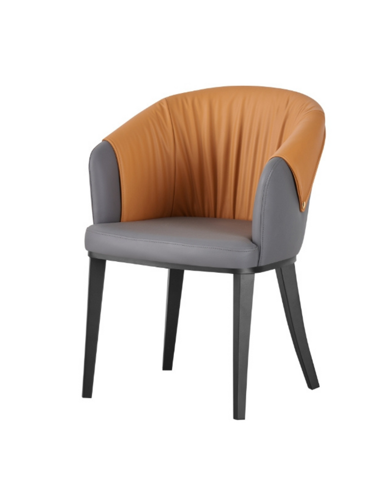 Indoor Chair with Orange Back and Grey Seat in Black Metal Legs