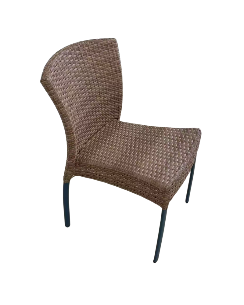 Outdoor Aluminum Chair with Wicker Back and Seat in Brown color