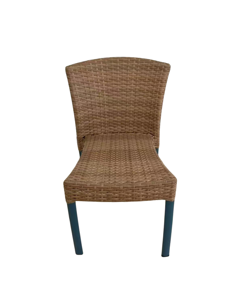 Outdoor Aluminum Chair with Wicker Back and Seat in Brown color