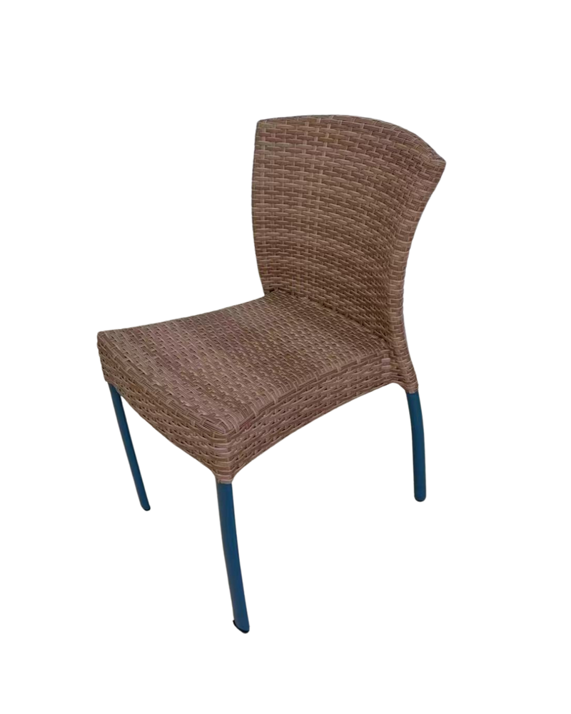 Outdoor Aluminum Chair with Wicker Back and Seat in Brown color