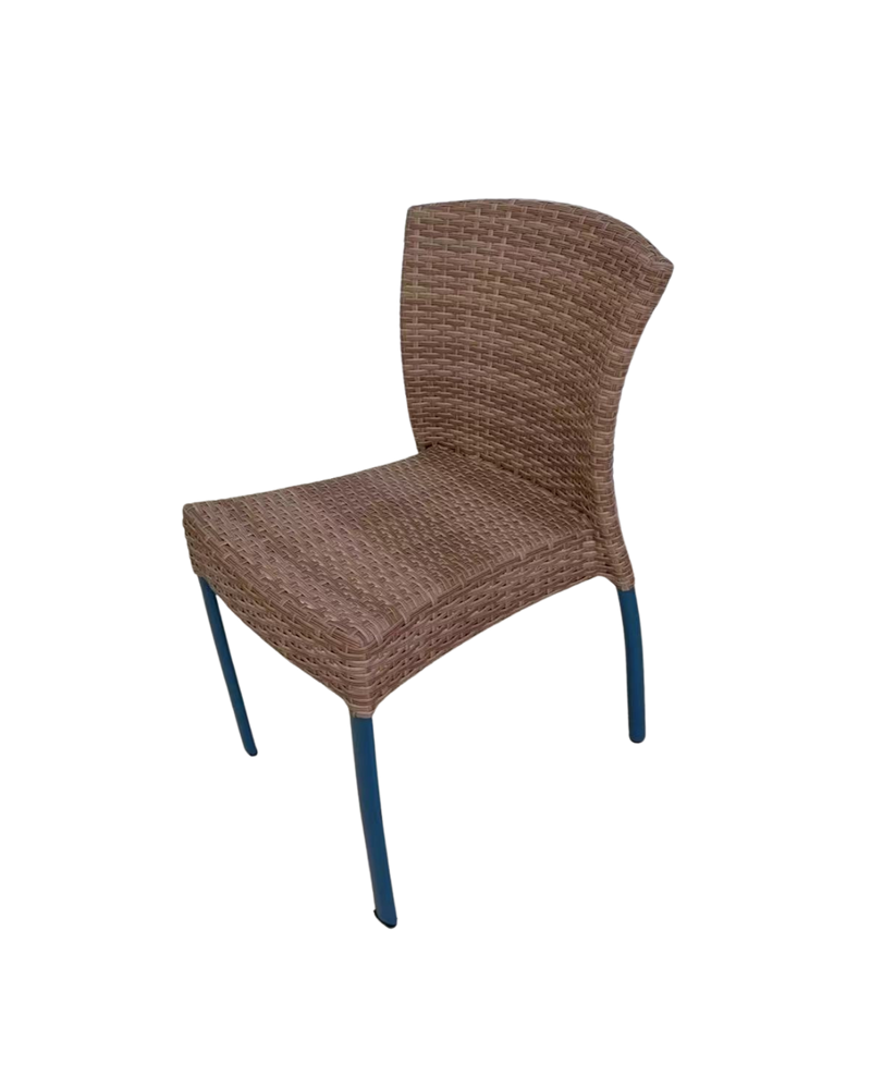 Outdoor Aluminum Chair with Wicker Back and Seat in Brown color